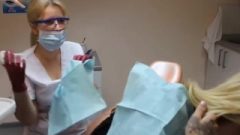 Golden-haired Getting Drilled And Then Braces Fitted At The Dentist
